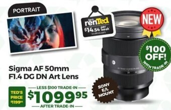Teds Cameras Sigma AF 50mm F1.4 DG DN Art Lens offer