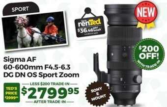 Teds Cameras Sigma AF 60-600mm F4.5-6.3 DG DN OS Sport Zoom offer
