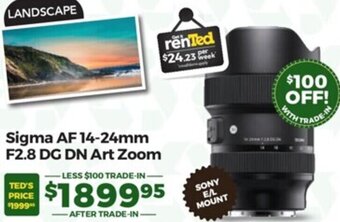 Teds Cameras Sigma AF 14-24mm F2.8 DG DN Art Zoom offer