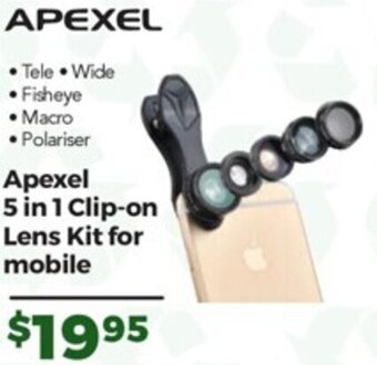 Teds Cameras Apexel 5 in 1 Clip-on Lens Kit for mobile offer