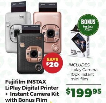 Teds Cameras Fujifilm INSTAX LiPlay Digital Printer + Instant Camera Kit with Bonus Film offer