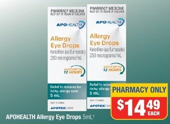 Direct Chemist Outlet APOHEALTH Allergy Eye Drops 5mL offer