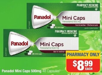 Direct Chemist Outlet Panadol Mini Caps 500mg 48 Capsules offer