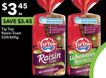 Tip Top Raisin Toast 520/600g