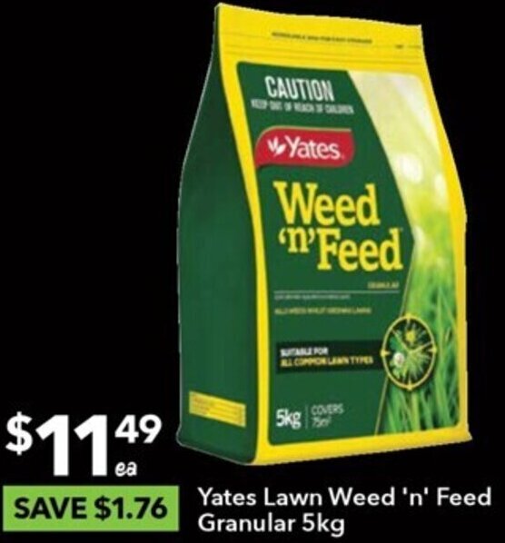 Yates Lawn Weed 'n' Feed Granular 5kg offer at Ritchies