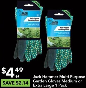 Ritchies Jack Hammer Multi-Purpose Garden Gloves Medium or Extra Large 1 Pack offer