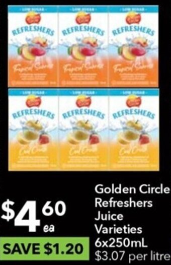 Ritchies Golden Circle Refreshers Juice Varieties 6x250mL offer