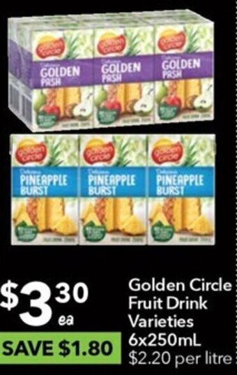 Ritchies Golden Circle Fruit Drink Varieties 6x250mL offer