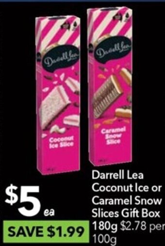 Ritchies Darrell Lea Coconut Ice or Caramel Snow Slices Gift Box 180g offer