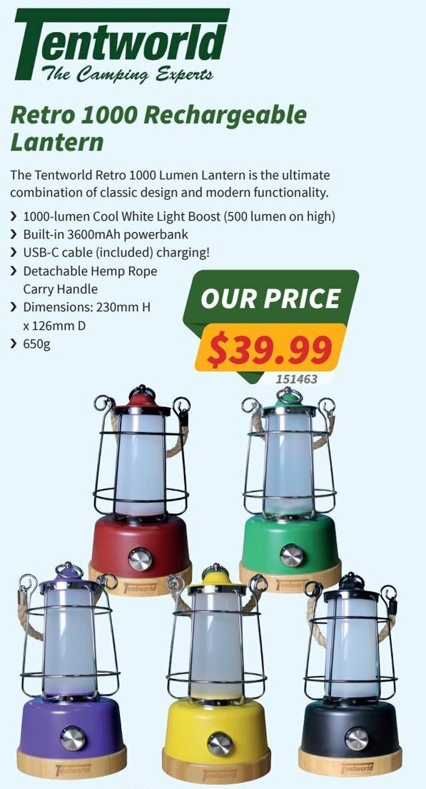 Retro 1000 Rechargeable Lantern offer at Tentworld