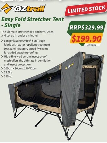 Tentworld Easy Fold Stretcher Tent - Single offer