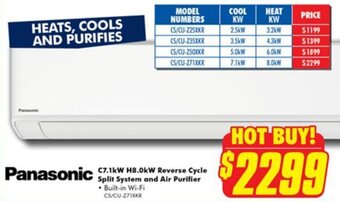 The Good Guys Panasonic C7.1kW H8.0kW Reverse Cycle Split System and Air Purifier offer