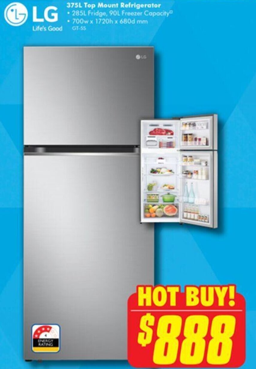375L Top Mount Refrigerator offer at The Good Guys