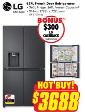 The Good Guys 637L French Door Refrigerator offer