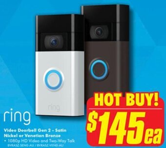 The Good Guys Video Doorbell Gen 2 - Satin Nickel or Venetian Bronze offer