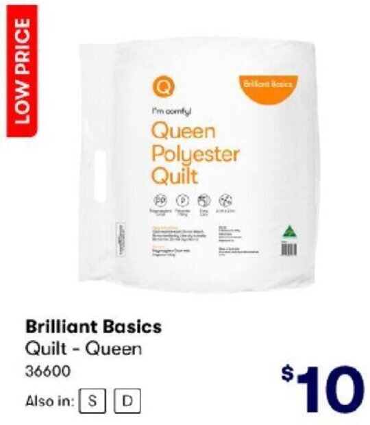 Brilliant Basics Quilt Queen 36600 offer at BIG W