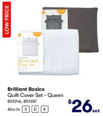 BIG W Brilliant Basics Quilt Cover Set - Queen 851246, 851387 offer