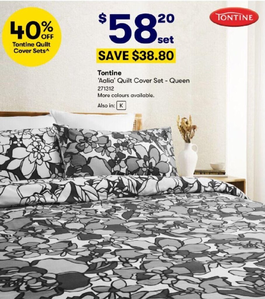 Tontine Aalia' Quilt Cover Set Queen offer at BIG W