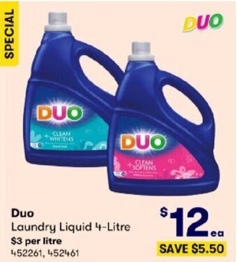 BIG W Duo Laundry Liquid 4-Litre offer