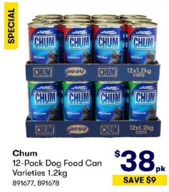 BIG W Chum 12-Pack Dog Food Can Varieties 1.2kg offer