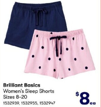 BIG W Brilliant Basics Women's Sleep Shorts Sizes 8-20 offer