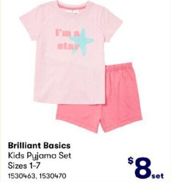 BIG W Brilliant Basics Kids Pyjama Set Sizes 1-7 offer