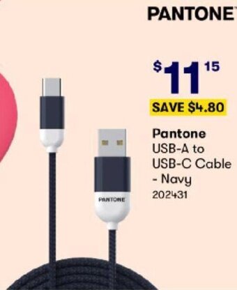 BIG W Pantone USB-A to USB-C Cable - Navy offer