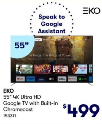 BIG W 55" 4K Ultra HD Google TV with Built-in Chromecast offer