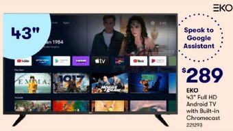 BIG W EKO 43" Full HD Android TV with Built-in Chromecast offer