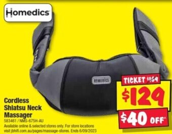 JB Hi-Fi Cordless Shiatsu Neck Massager offer