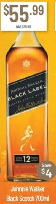 Johnnie Walker Black Scotch 700ml