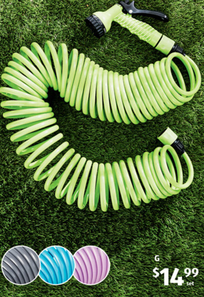 G Coiled Garden Hose Set 15m offer at ALDI