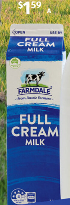 ALDI A Farmdale Full Cream Milk 1L offer