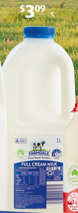 ALDI C Farmdale Full Cream Milk 2L offer