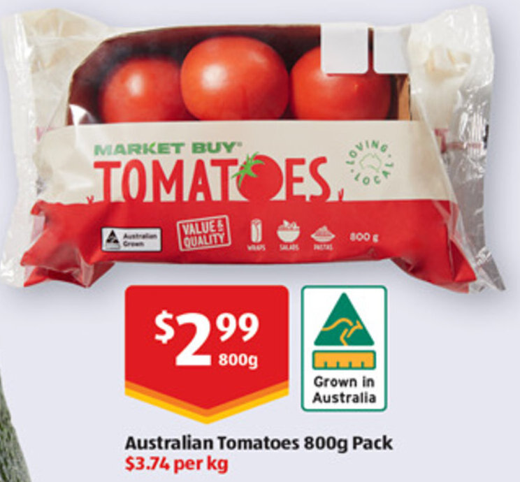 Australian Tomatoes 800g Pack offer at ALDI