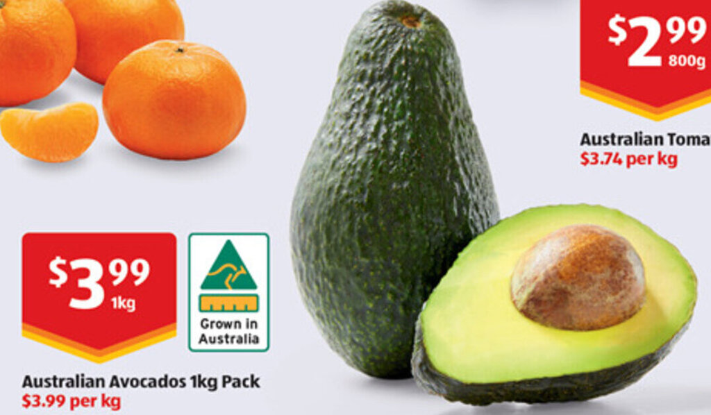 Australian Avocados 1kg Australian Avocados 1kg Pack 3.99 per kg offer
