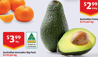 ALDI Australian Avocados 1kg Australian Avocados 1kg Pack $3.99 per kg offer