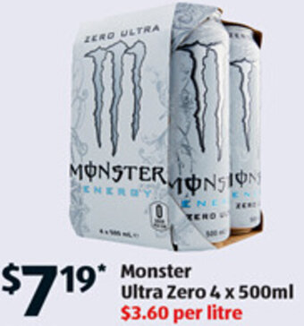 ALDI Monster Ultra Zero 4 x 500ml offer