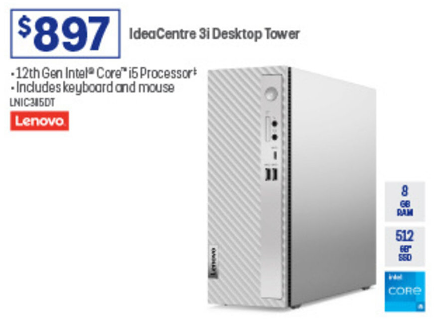 IdeaCentre 3i Desktop Tower offer at Officeworks