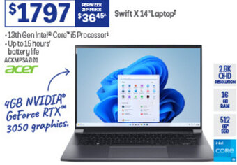 Officeworks ACKMPSA001 Swift X 14"Laptop offer