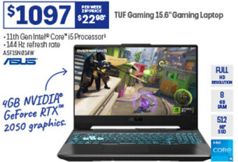 Officeworks TUF Gaming 15.6" Gaming Laptop offer