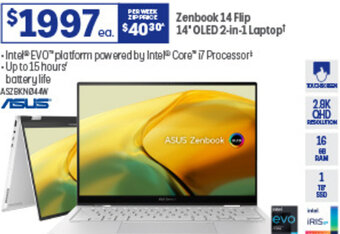 Officeworks Zenbook 14 Flip 14" OLED 2-in-1 Laptop offer