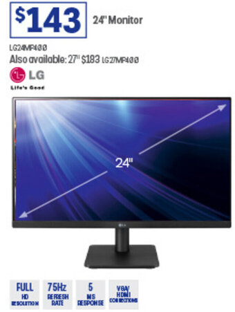 Officeworks 24" Monitor offer
