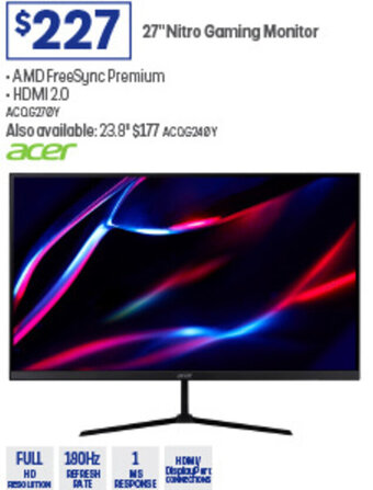 Officeworks 27" Nitro Gaming Monitor offer