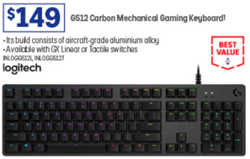 6512 Carbon Mechanical Gaming Keyboard offer at Officeworks