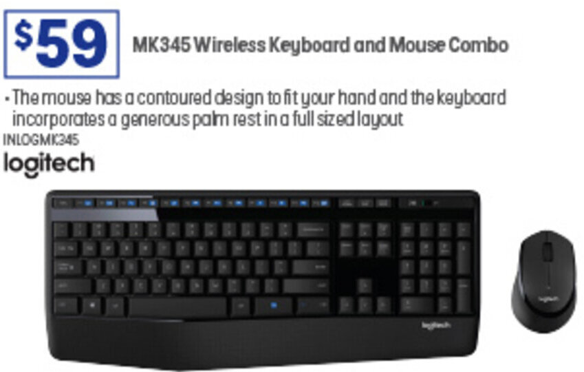 MK345 Wireless Keyboard and Mouse Combo offer at Officeworks