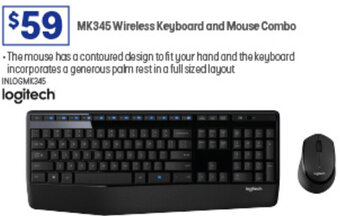 Officeworks MK345 Wireless Keyboard and Mouse Combo offer