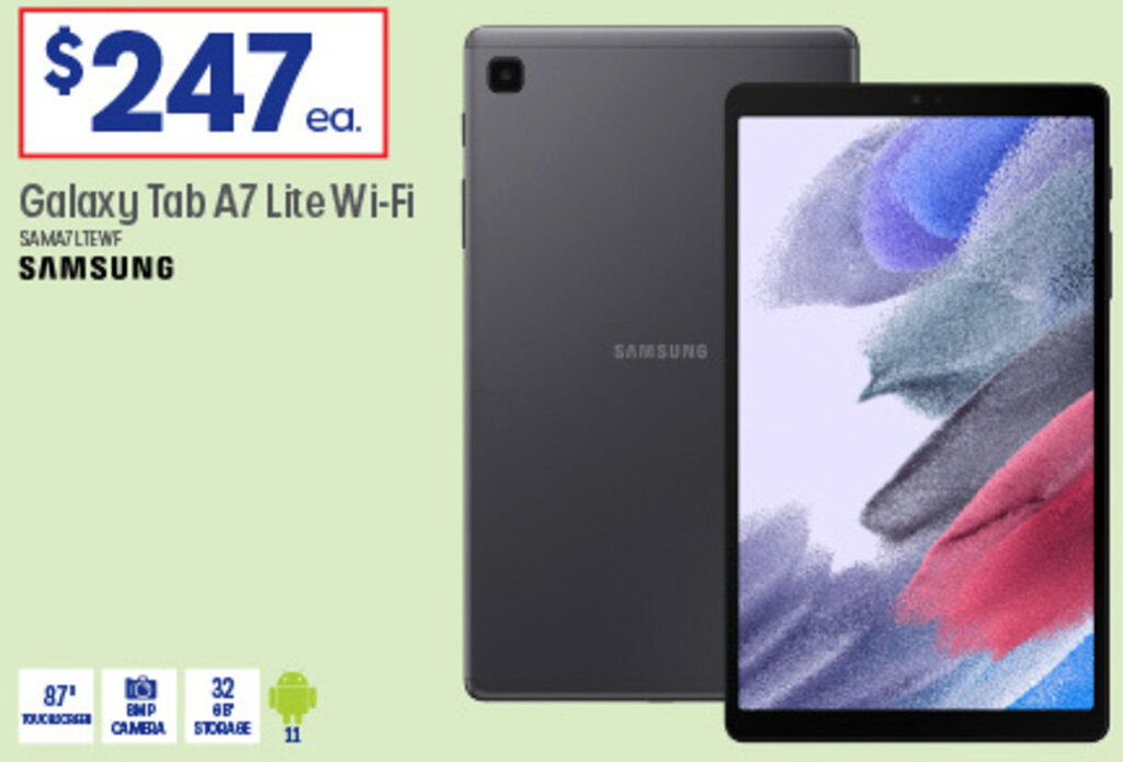 Galaxy Tab A7 Lite WiFi offer at Officeworks