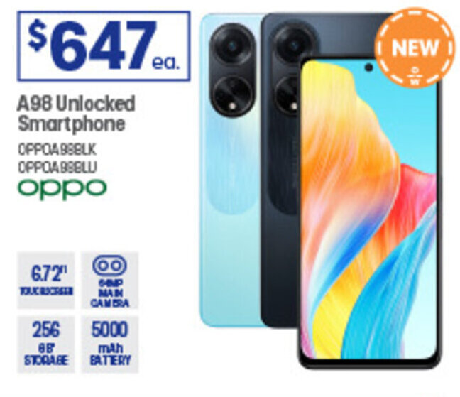 A98 Unlocked Smartphone offer at Officeworks