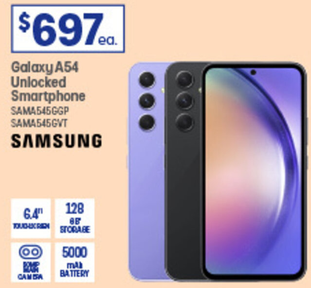 Galaxy A54 Unlocked Smartphone offer at Officeworks